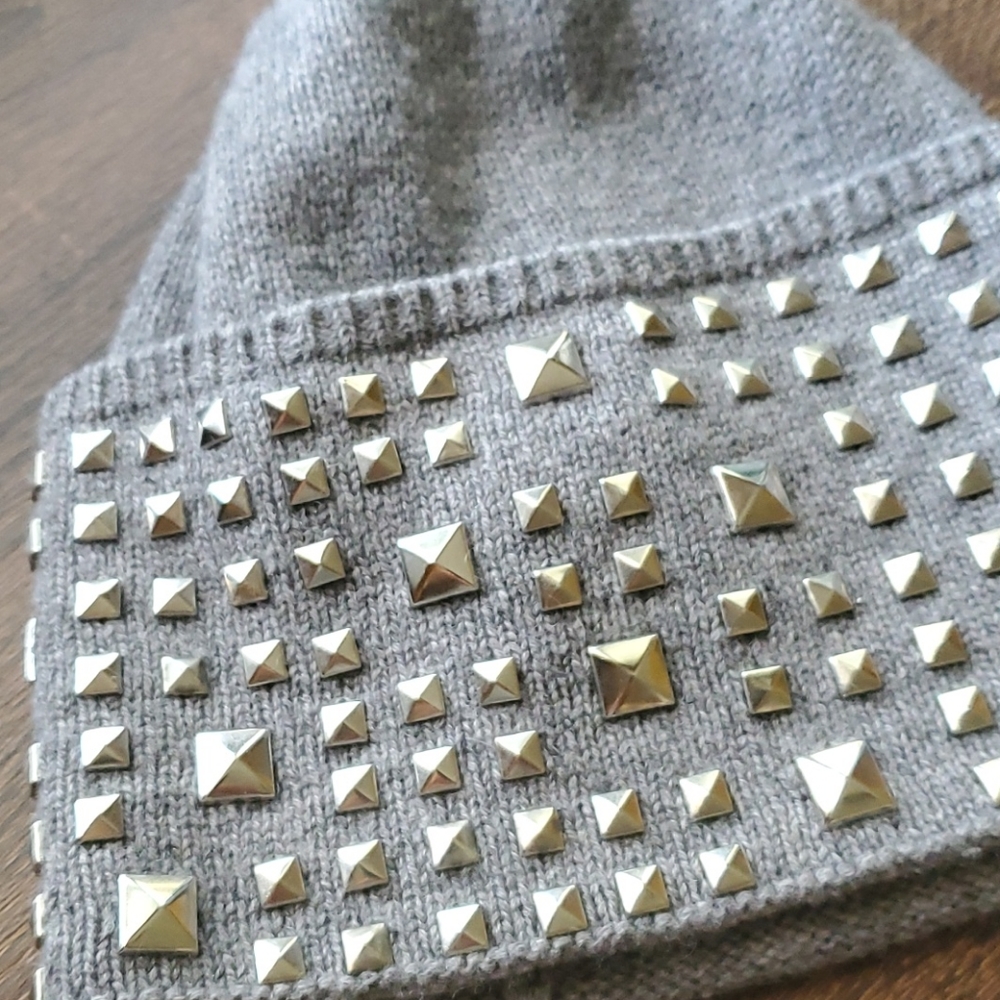 Michael Kors Gray Beanie with Silver Studs - Picture 3 of 4